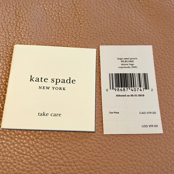 Kate spade ♠️ large tassel pouch logo rose pink - Picture 6 of 9